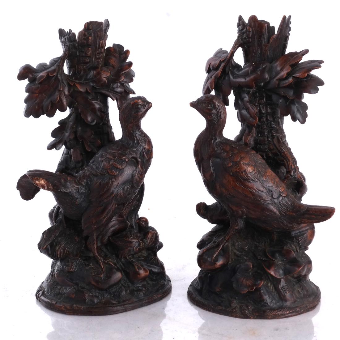 Pair of Ornate Wood Quail Candlesticks (1 of 5)