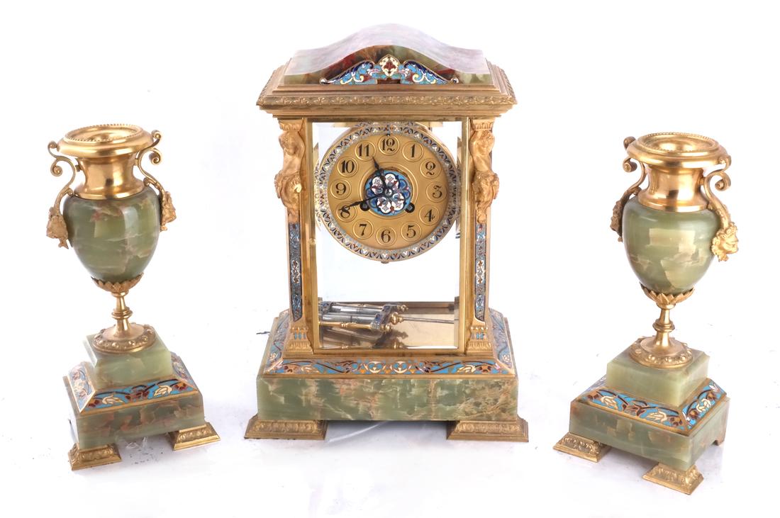 French Gilt Cloisonne Mantel Clock (1 of 10)