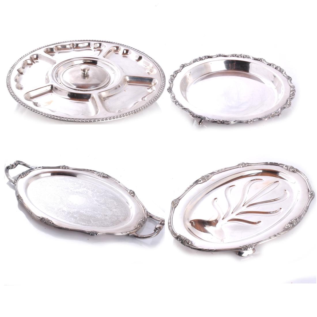 Four Silver Plate Serving Articles, Tray (1 of 9)