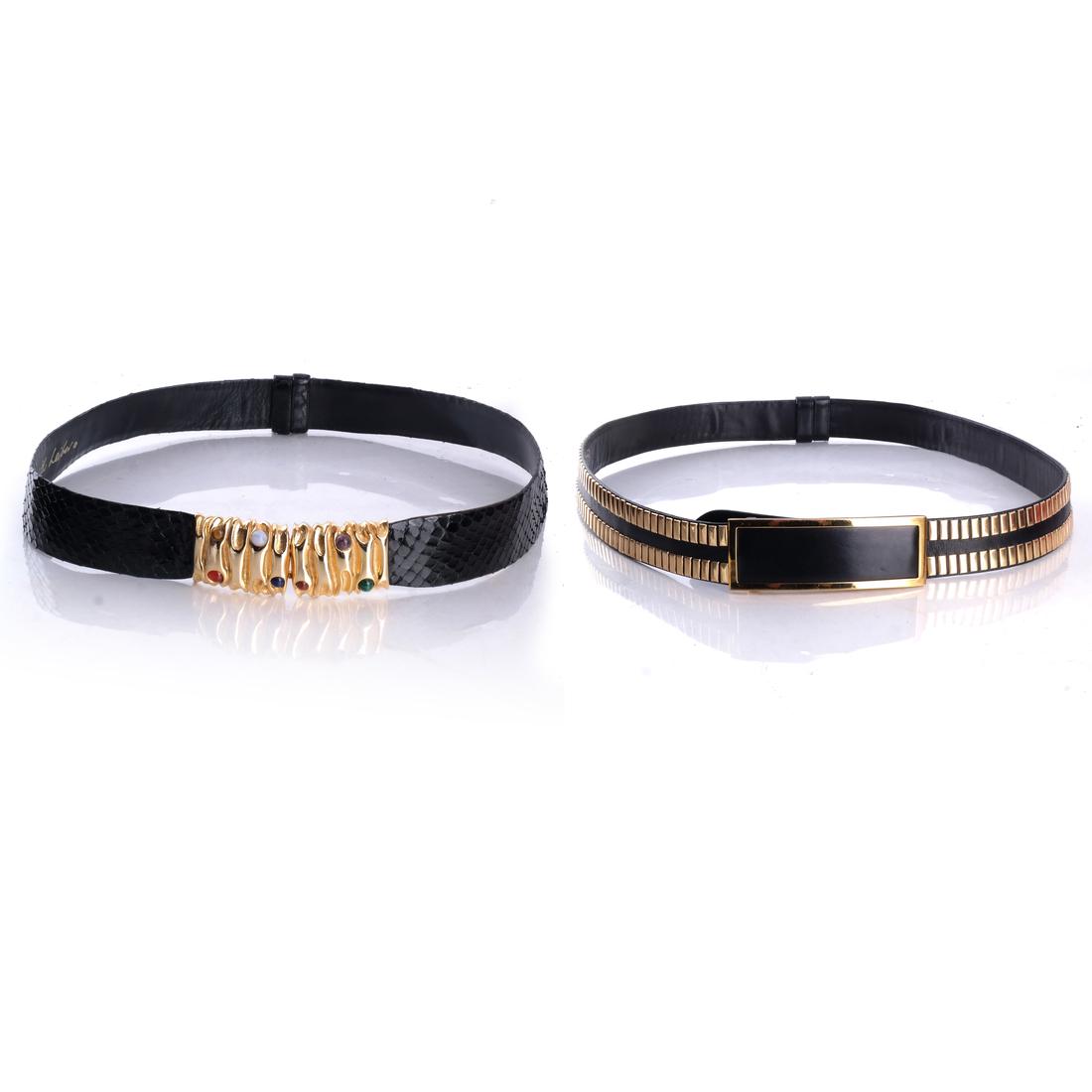 Judith Leiber Black Snake Belt; SFA Belt (1 of 7)