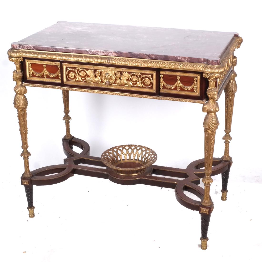 French-Style Bronze Marble-Top Stand (1 of 8)