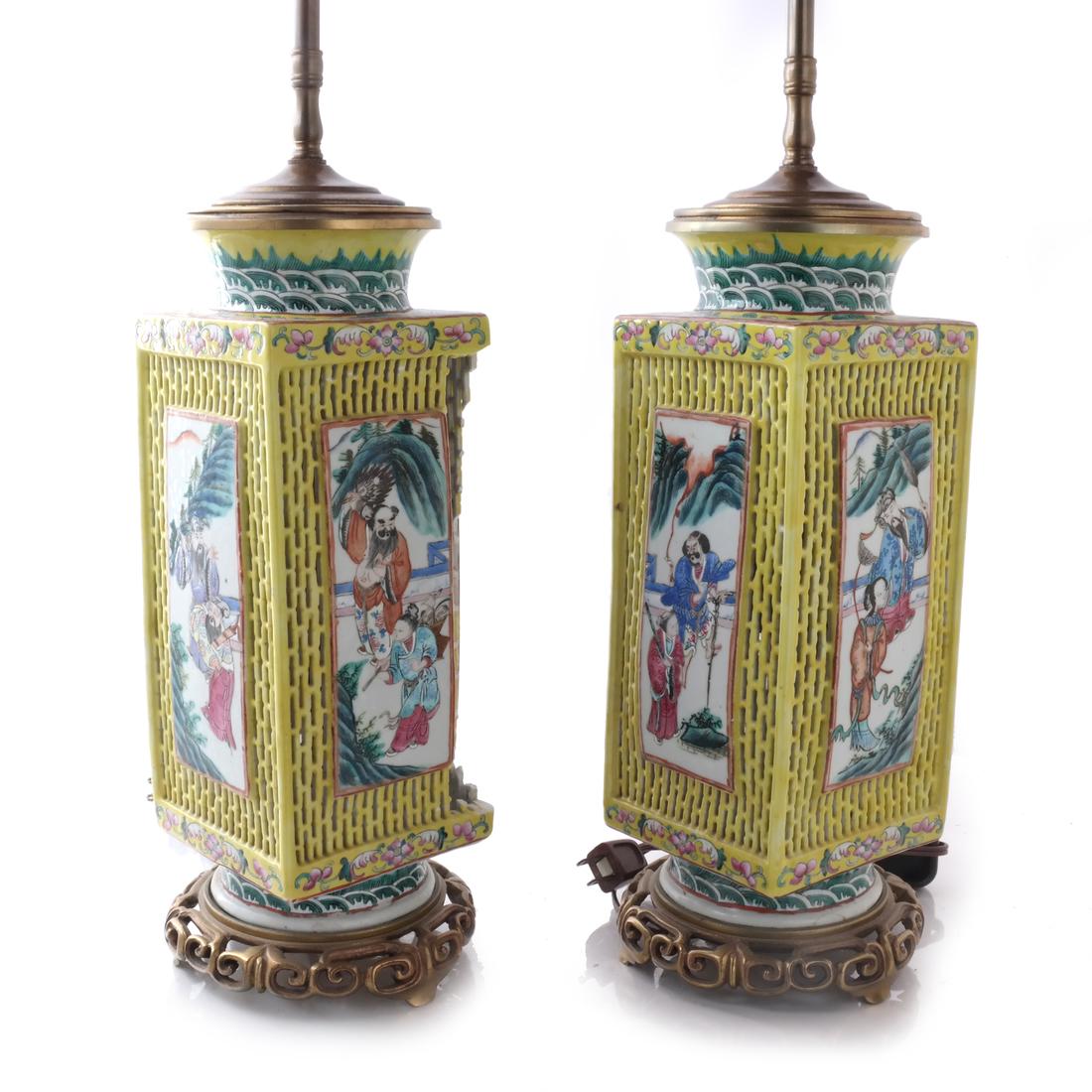 Pair Chinese Porcelain Vase Lamps (1 of 5)