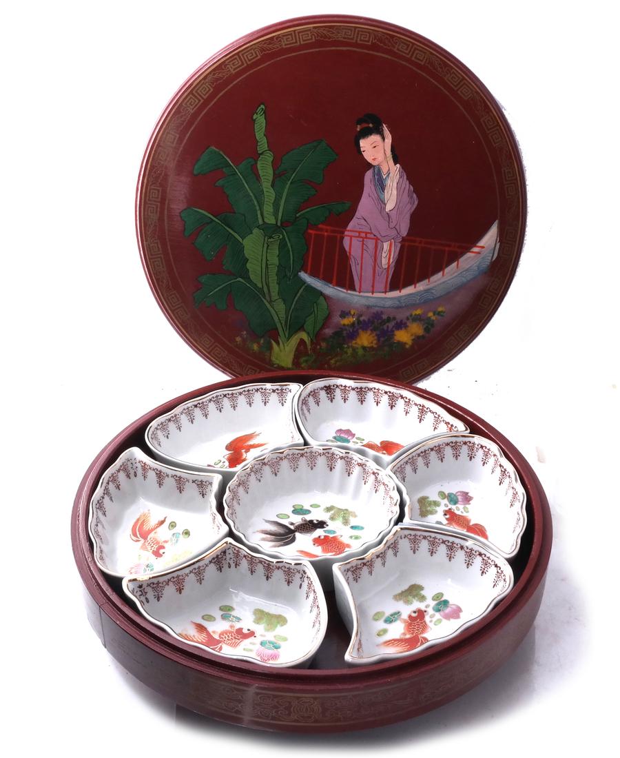 Japanese Porcelain Lazy Susan Set (1 of 10)