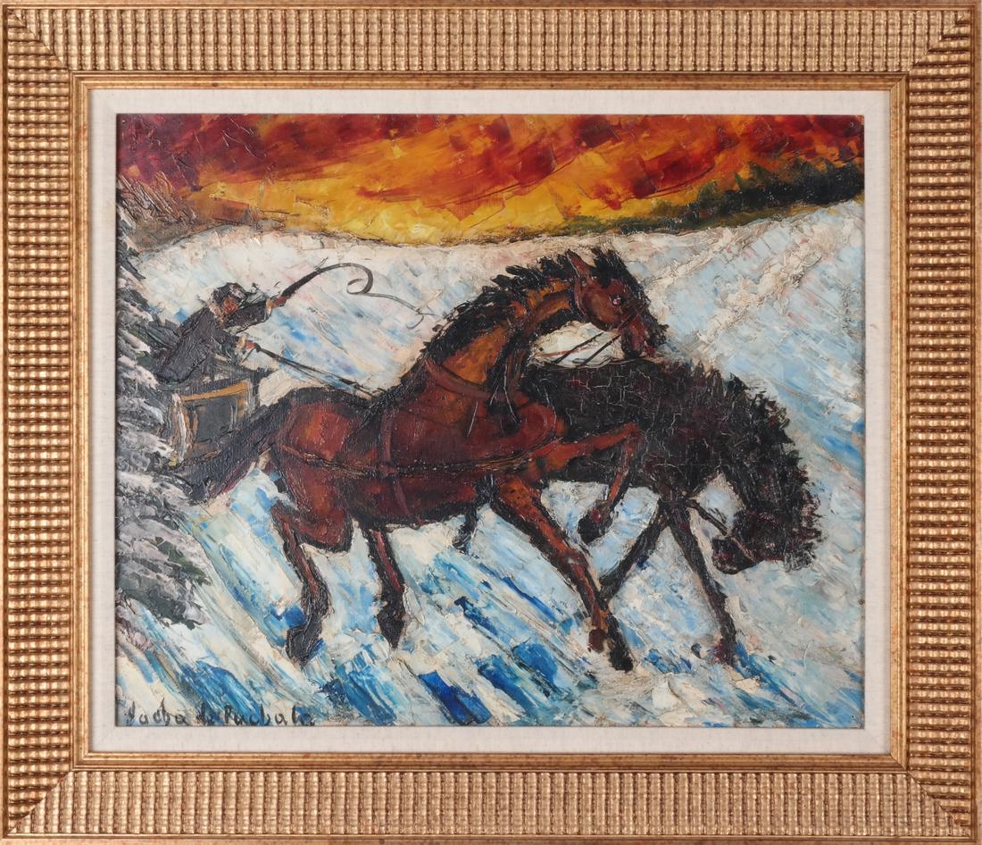 Russian Abstract Sleigh Scene - Oil on Canvas (1 of 7)
