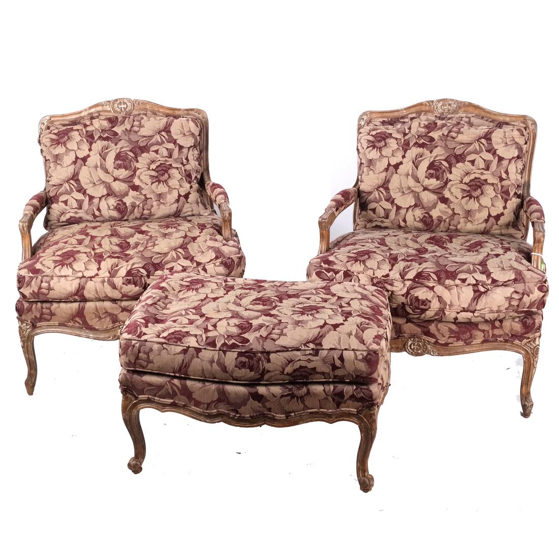 Manner of Auffray: 2 Chairs, Ottoman (1 of 7)