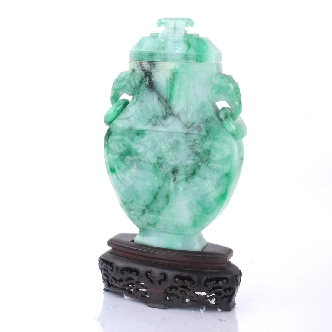 Antique Green Jade Covered Vase (1 of 5)