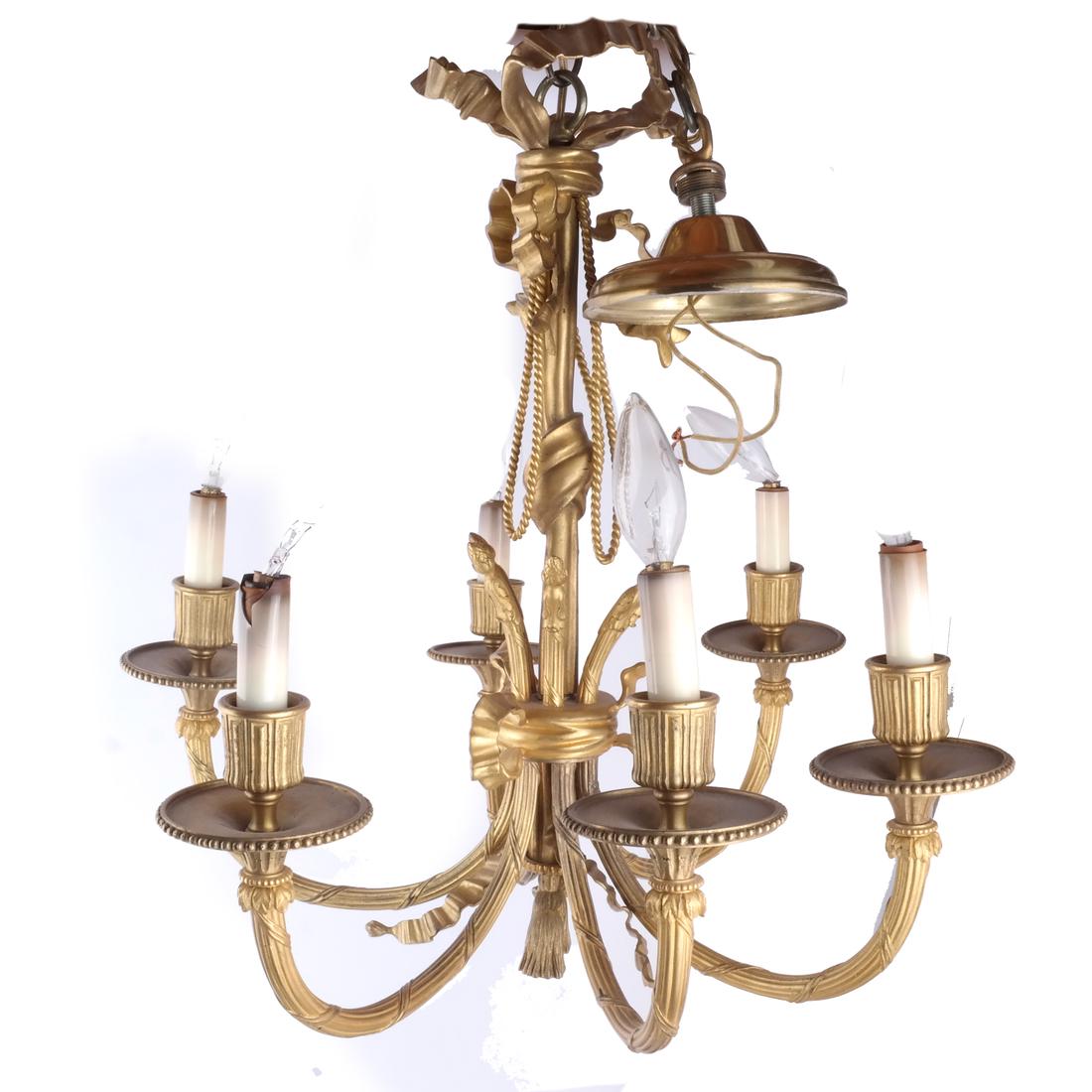 French Bronze Dore 6-Light Chandelier (1 of 4)