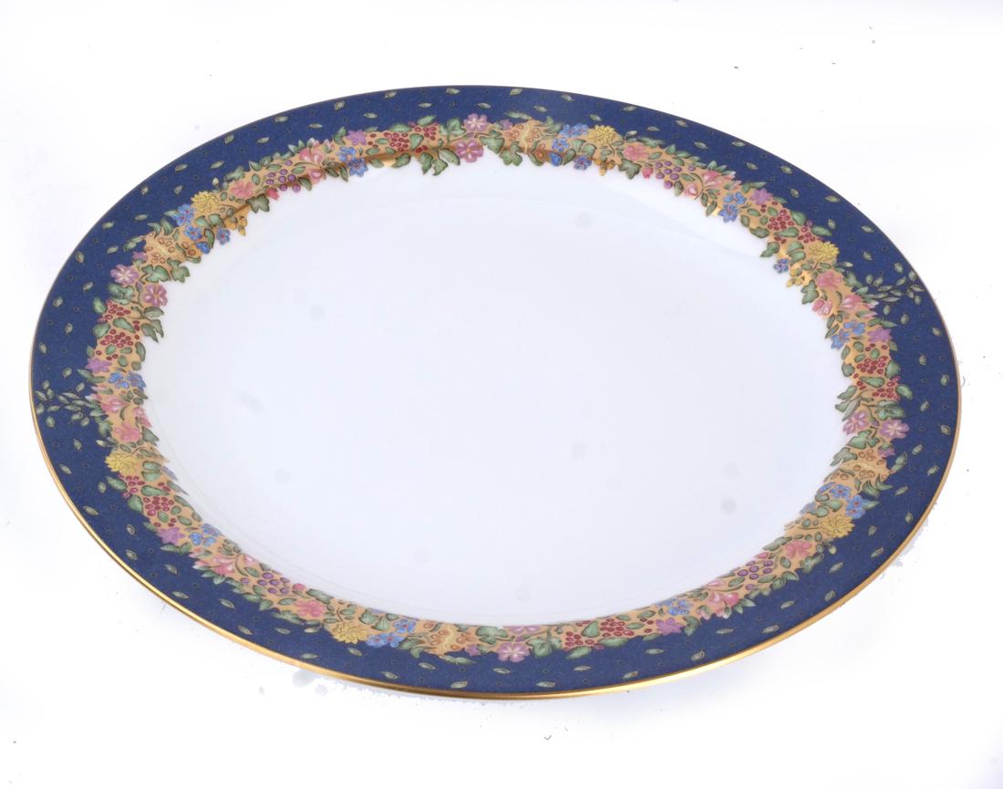 Two Limoges Chargers - Bernardaud: Two porcelain decorated plates/chargers - Fruits & Fiori. [11 1/2 (dia) inches].