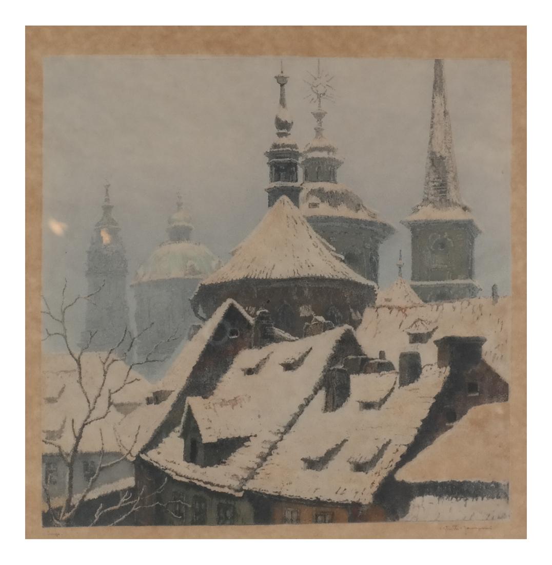 Winter Houses - Gouache, Signed (1 of 5)