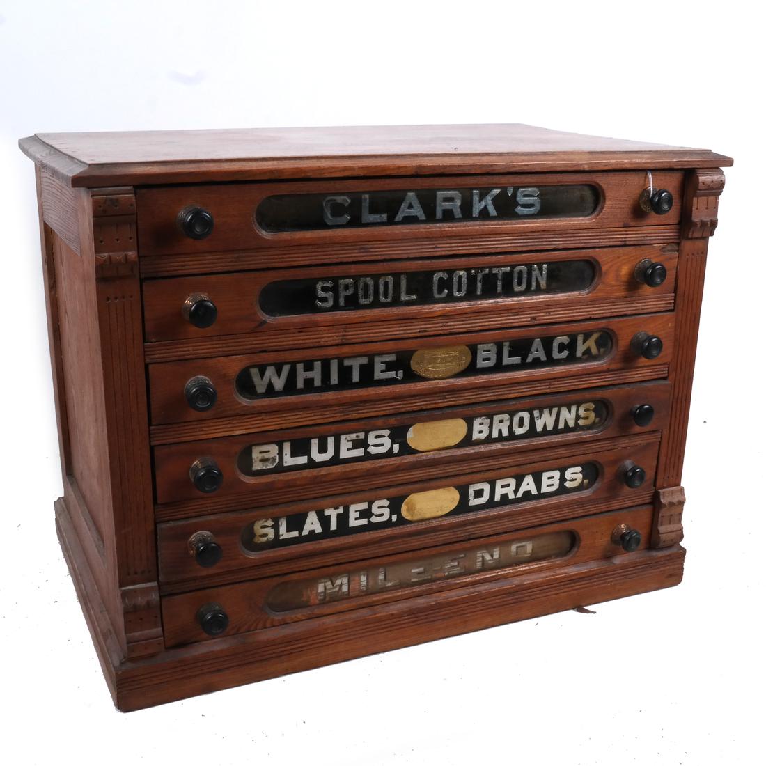 "Clarks's" Oak Spool Chest (1 of 6)