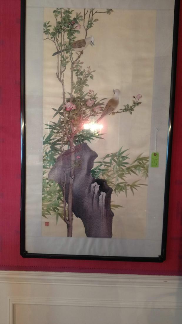 Chinese Silk Embroidery Aviary Scene (1 of 6)