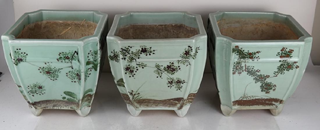 3 Celadon Asian Planters (1 of 9)