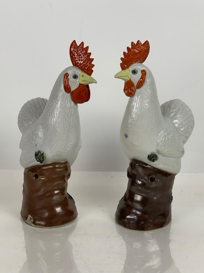 Pair Porcelain Rooster Sculptures (1 of 7)