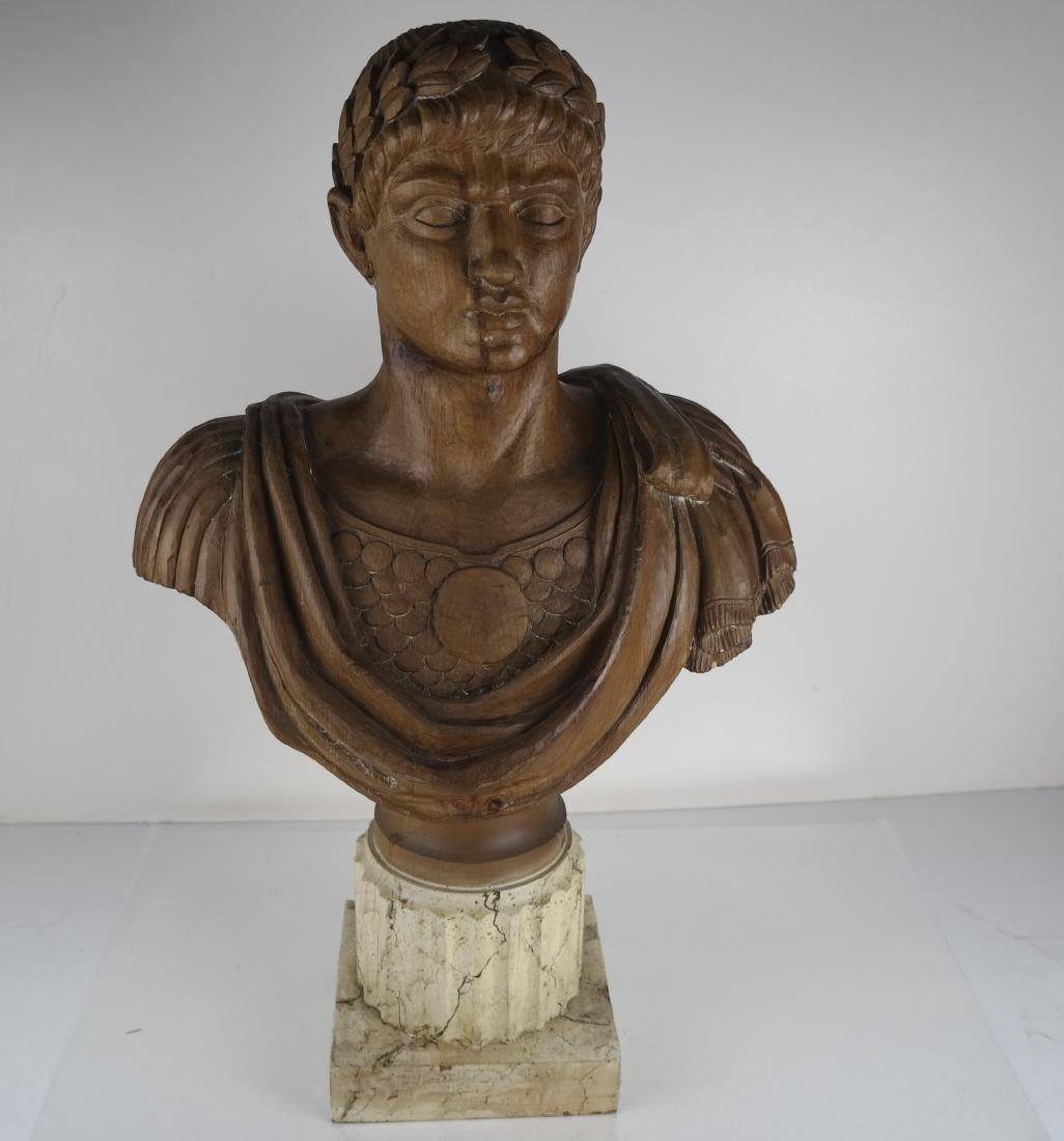 Wood Bust of Caesar, On A Plinth (1 of 7)