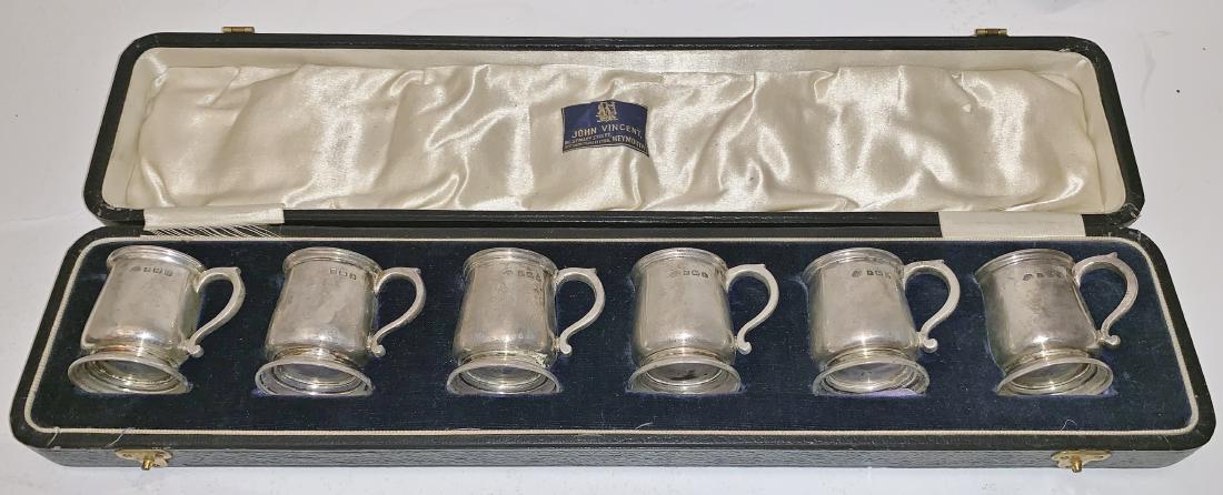 6 Antique Sterling Cups in Case by Adie Bros. (1 of 8)