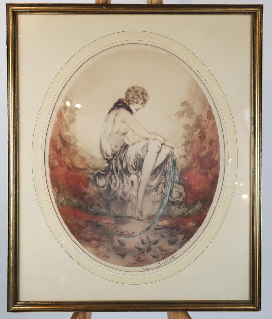 Louis ICART: Woman and Birds Etching (1 of 4)