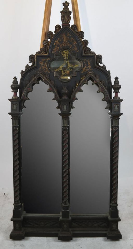 Gothic Style Carved Wood Mirror
