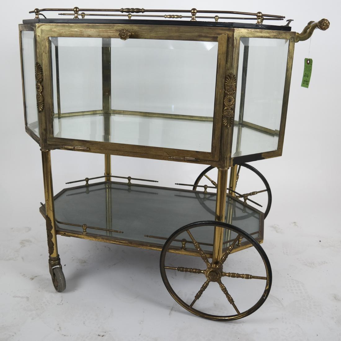 French Glass & Bronze Vitrine Cart/Wagon (1 of 9)