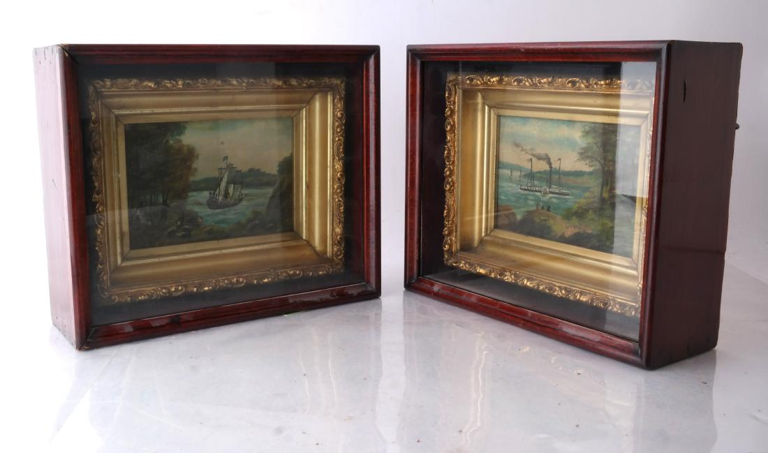 Two River Boating Scenes, Oil on Canvas (1 of 4)