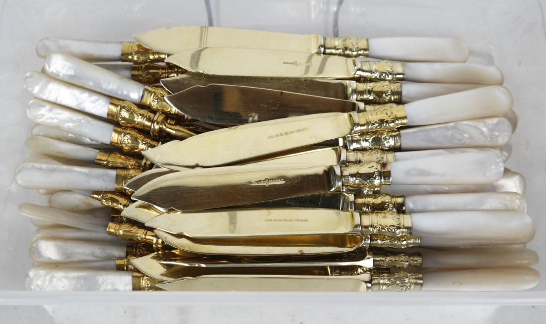 Gold Plated Flatware with Mother-of-Pearl Handles (1 of 9)