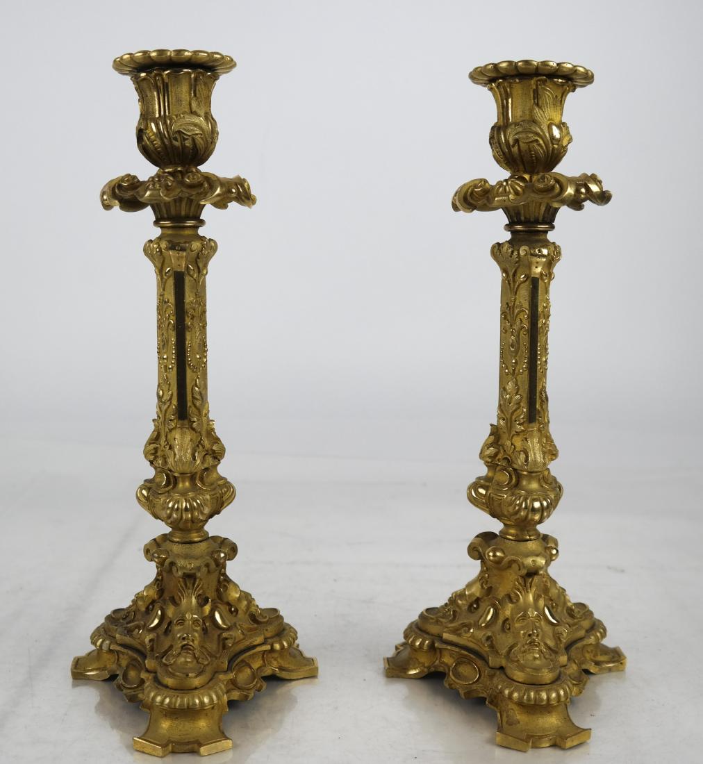 Pair French Gilt Bronze Candlesticks (1 of 9)