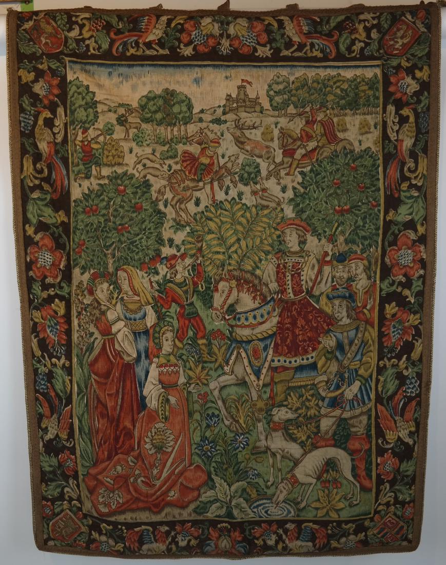 Woven Wall Tapestry Medieval Scene (1 of 5)