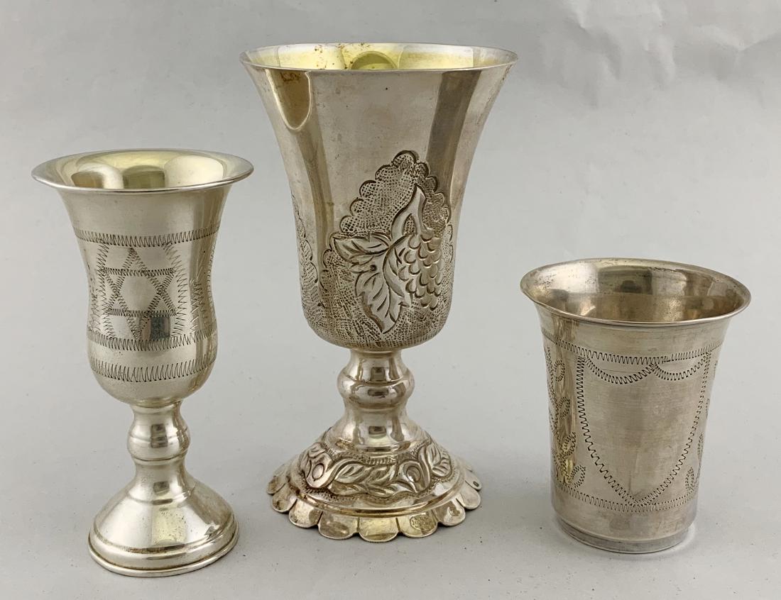 3 Antique Sterling Silver Kiddush Cups (1 of 10)