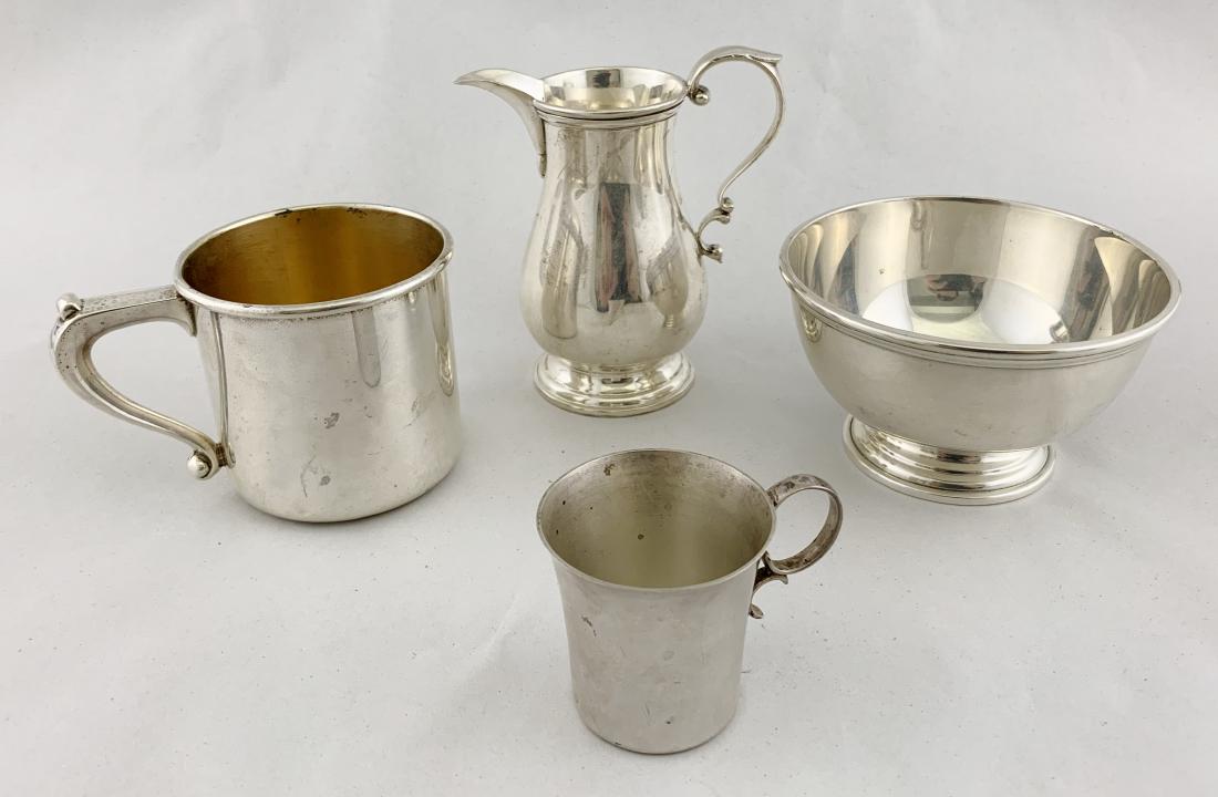 Lot of 4: Sterling Silver Bowl, Creamer & 2 Cups (1 of 16)