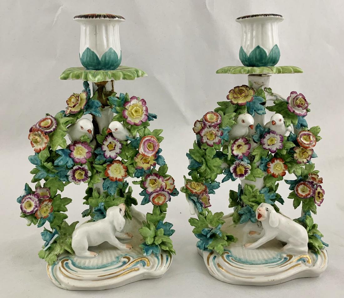 Pair Antique Staffordshire Candlesticks (1 of 12)