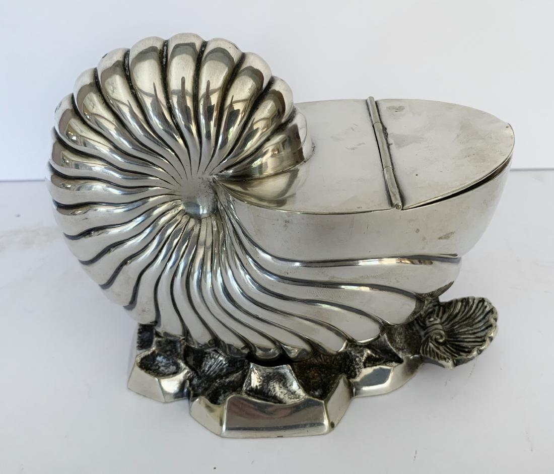 English Silver Plate Nautilus Shell Spoon Warmer (1 of 7)
