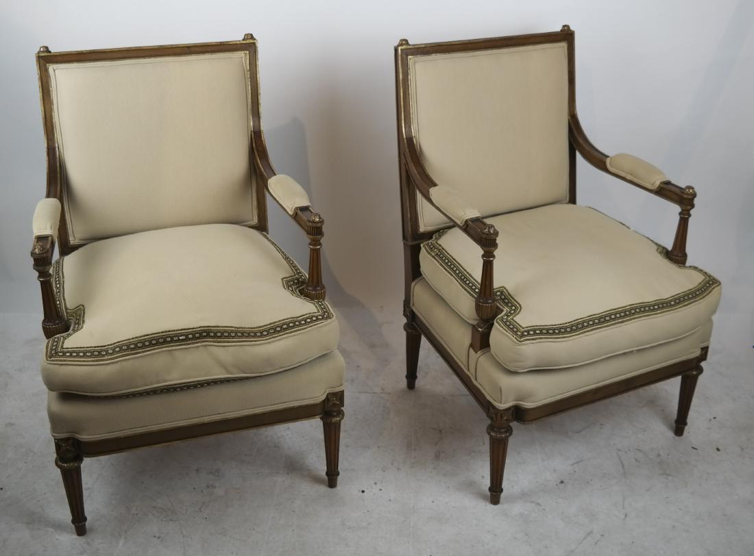 Pair 19th C. Bronze Mounted Louis XVI Armchairs (1 of 10)
