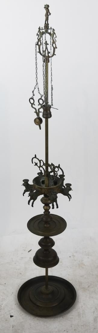 Bronze Floor Oil Lamp Candle Stand (1 of 6)