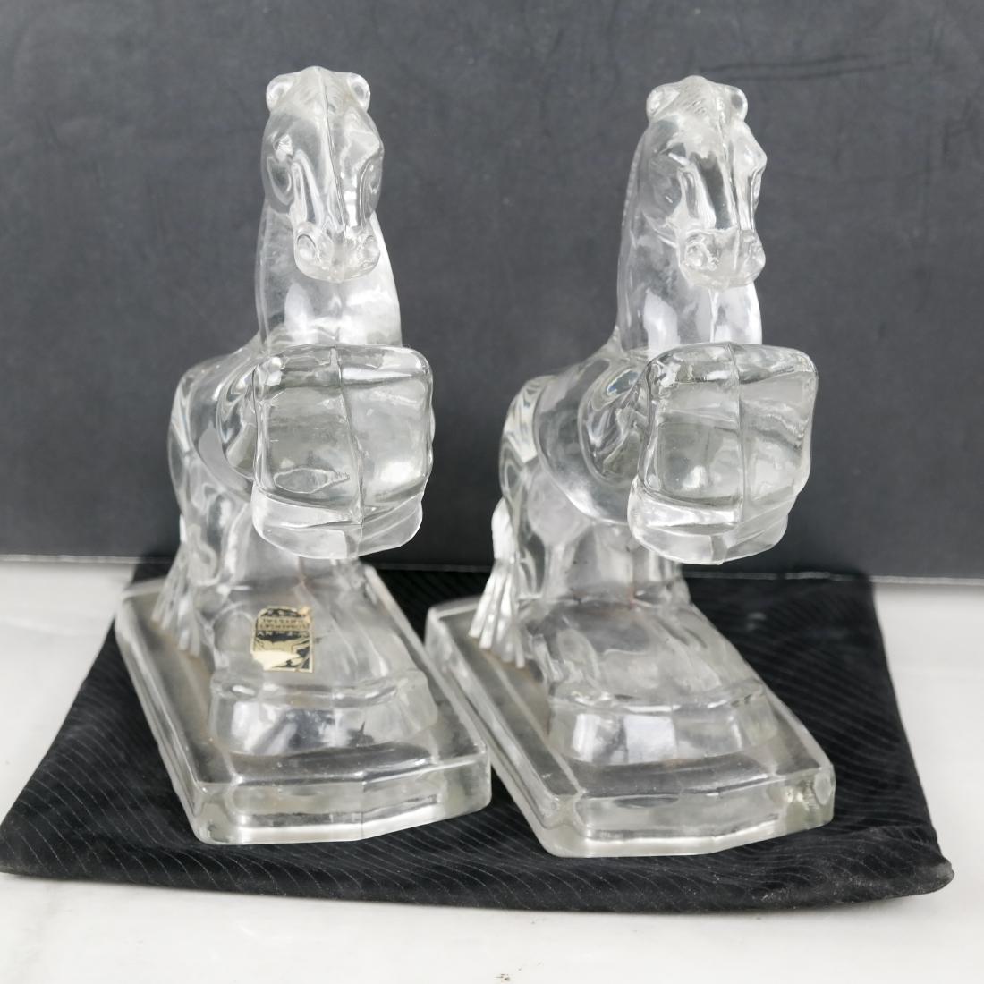 Pair Crystal Horse-Form Bookends (1 of 8)