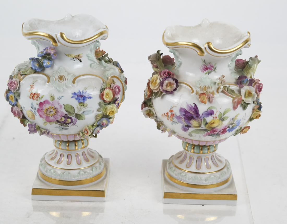 Pair Meissen Porcelain Floral Vases (1 of 9)