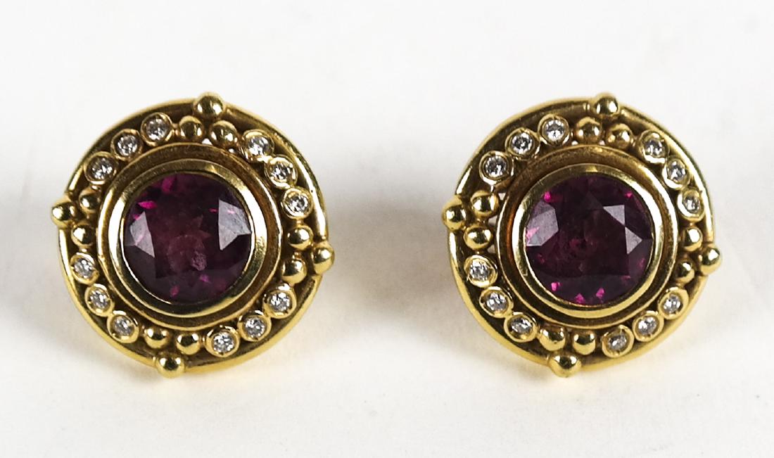 Pair Ladies 20th C. Garnet Earrings by H. Woodhull (1 of 2)