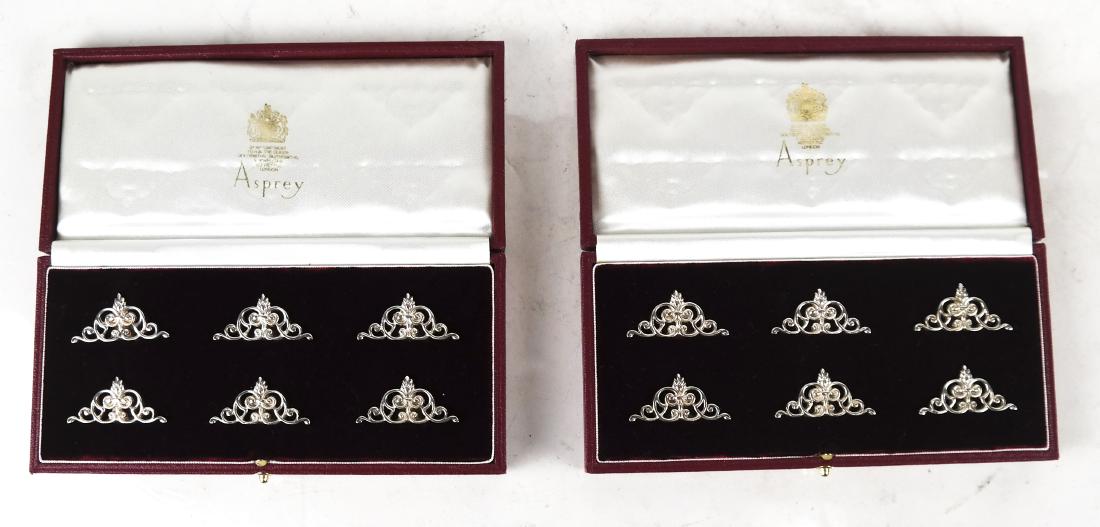 2 Sets English Asprey Silver Place Card Holders (1 of 6)