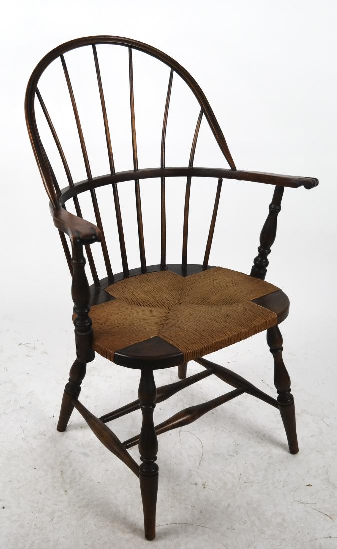 Windsor Rush Seat Armchair: Windsor rush seat armchair. [39 1/2 x 22 x 17 1/4 inches]. In good condition.