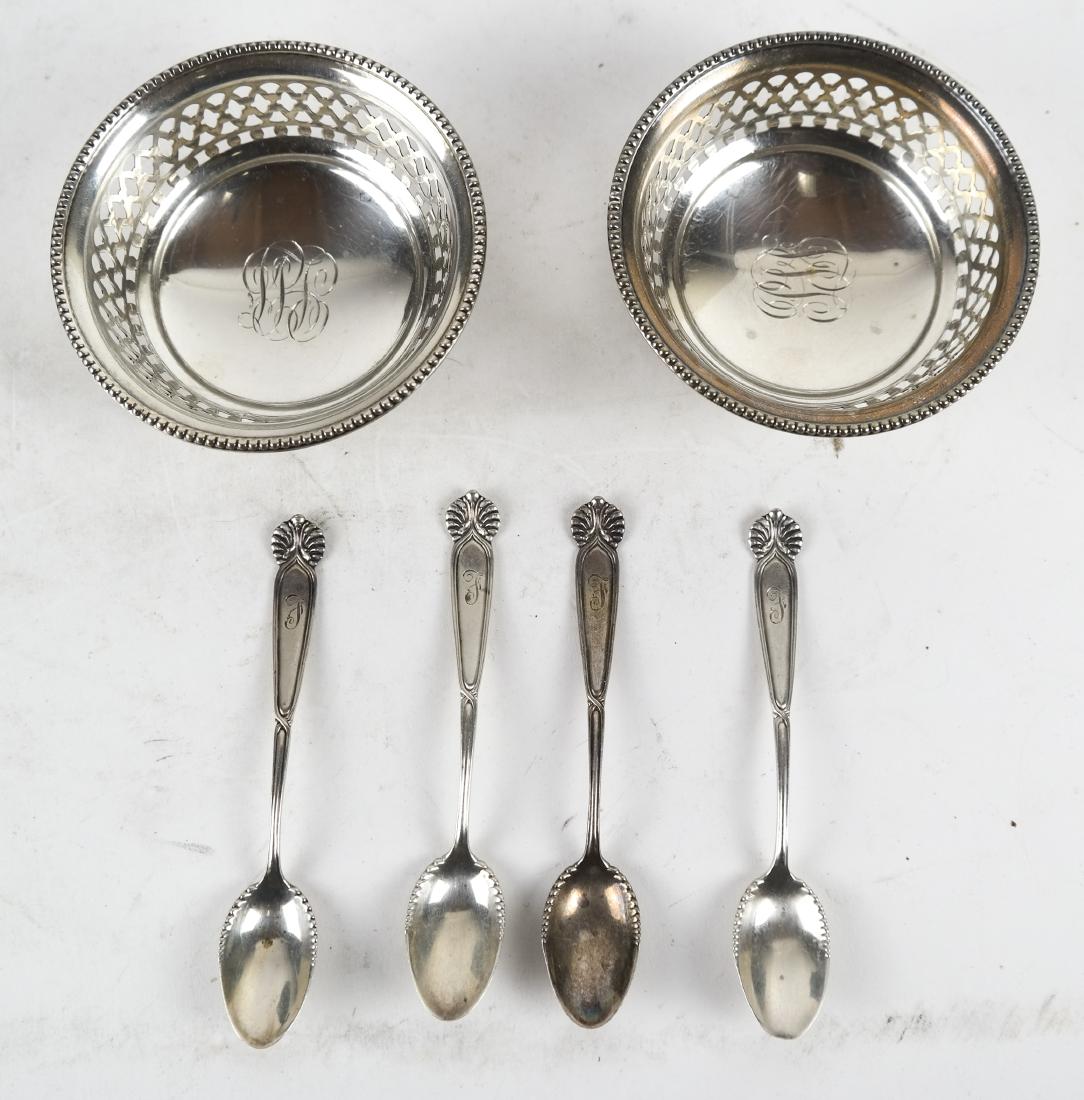 2 Sterling Silver Nut Dishes and 4 Tiffany Spoons (1 of 5)