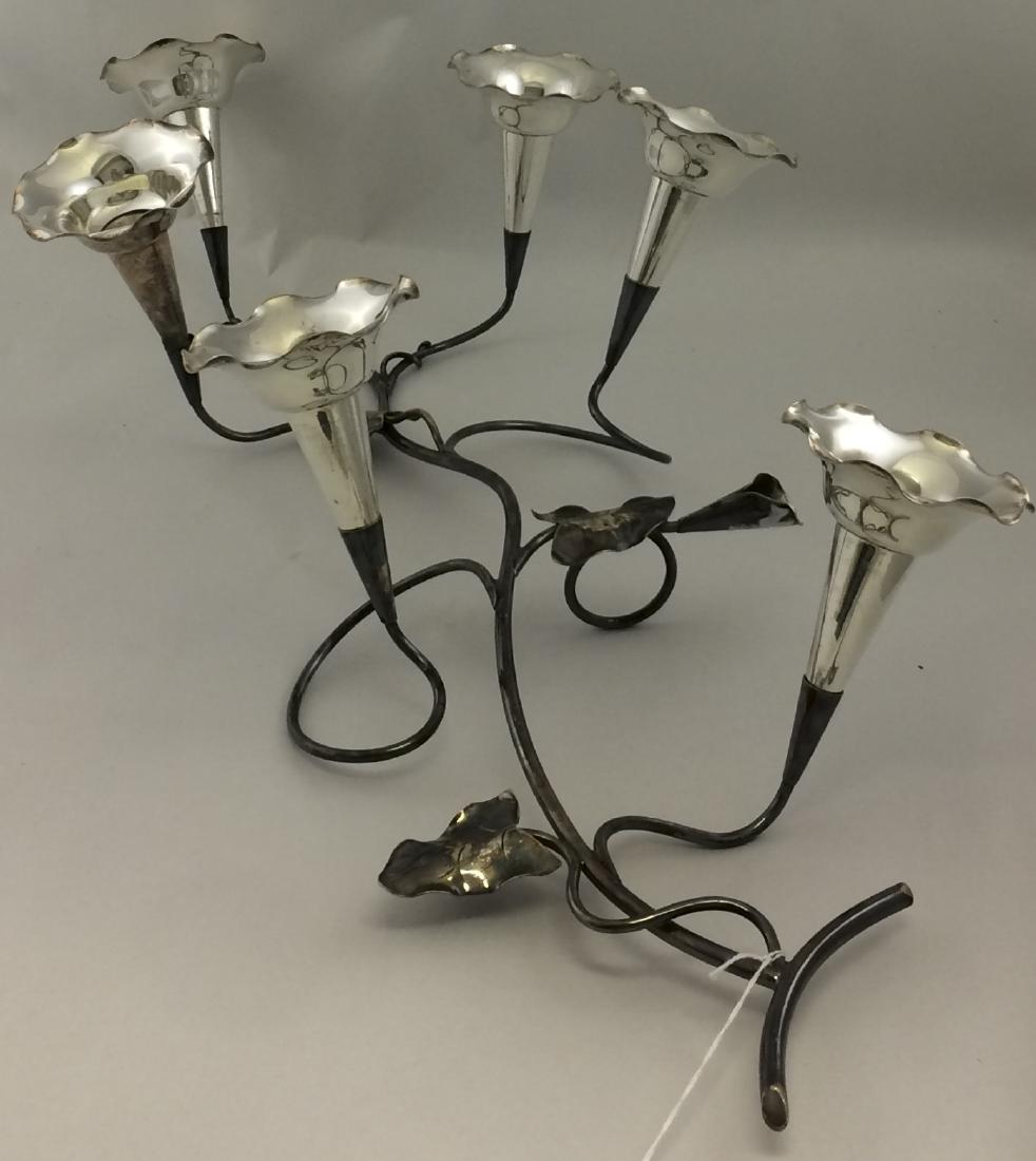 2 Silver Plate Centerpieces w/ Fluted Cup Inserts (1 of 14)