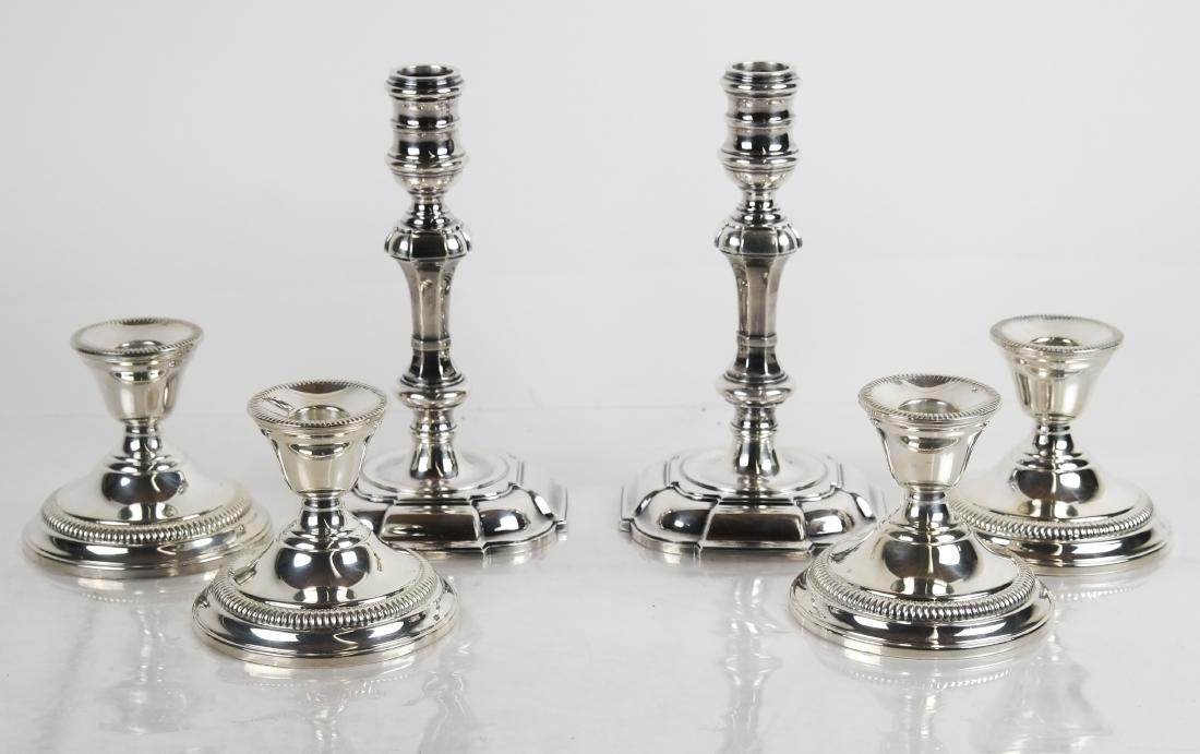 Three Pairs Weighted Sterling Silver Candlesticks (1 of 8)