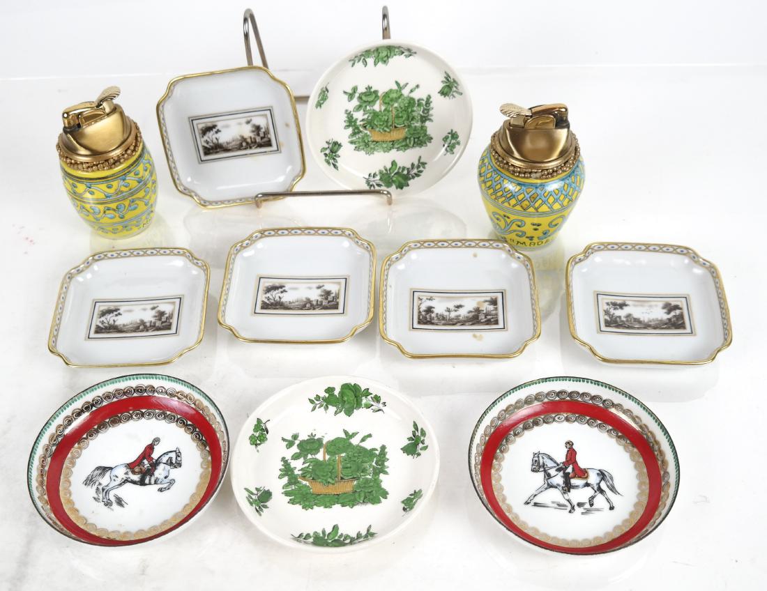 Lot of 9 Porcelain Trinket or Nut Dishes: Lot of 9 porcelain trinket or nut dishes, including Spode (2), Richard Ginori (5) and 2 Austrian. [4 (dia) inches]. In good condition.