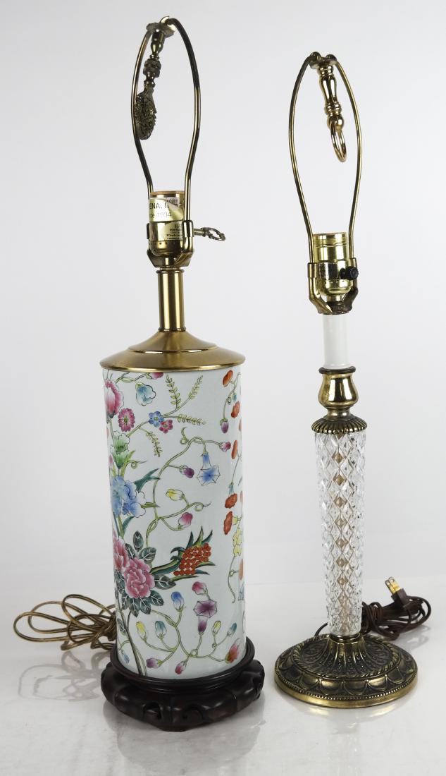 2 Lamps: Asian-Style Floral & Cut Glass on Brass (1 of 8)