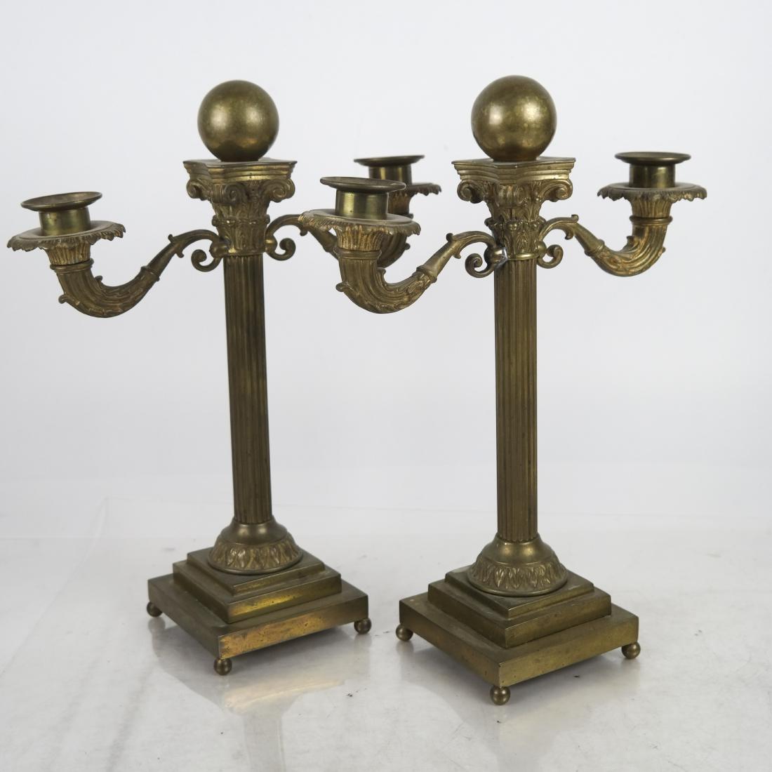 Pr. Brass Corinthian Column Candelabra (1 of 8)