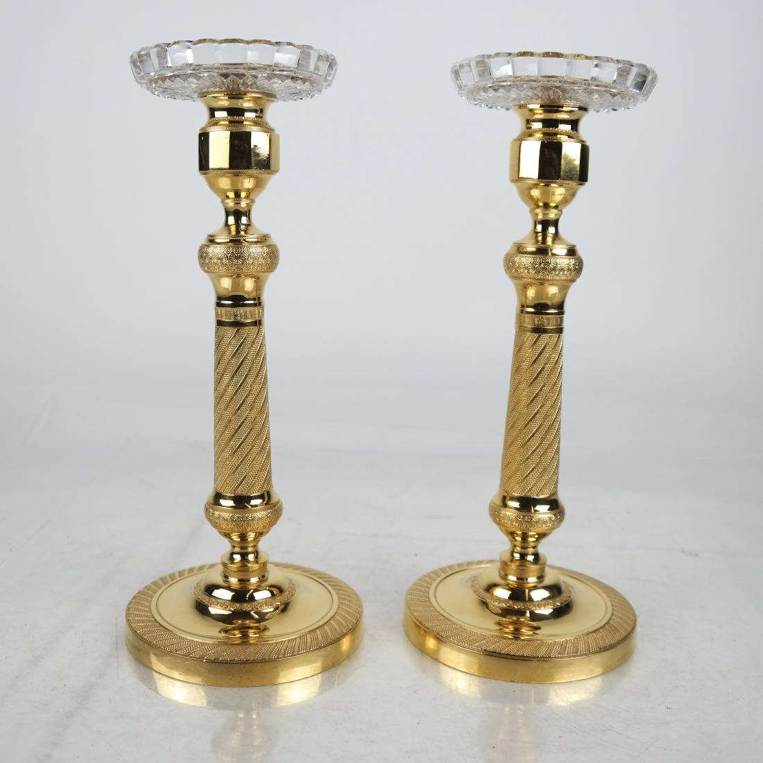 Pair French Polished Brass Candlesticks (1 of 6)