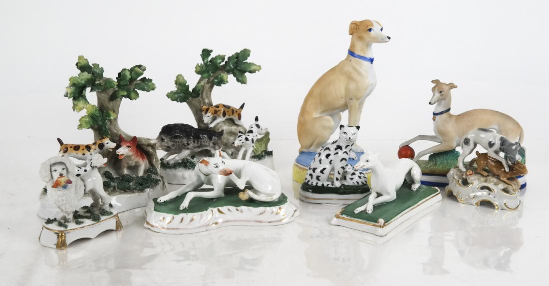 Porcelain Sculptures Dogs, Cat, English (1 of 12)
