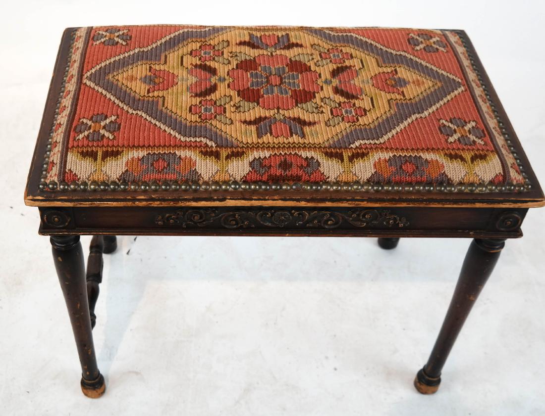 Antique Carved Needlepoint Bench (1 of 6)