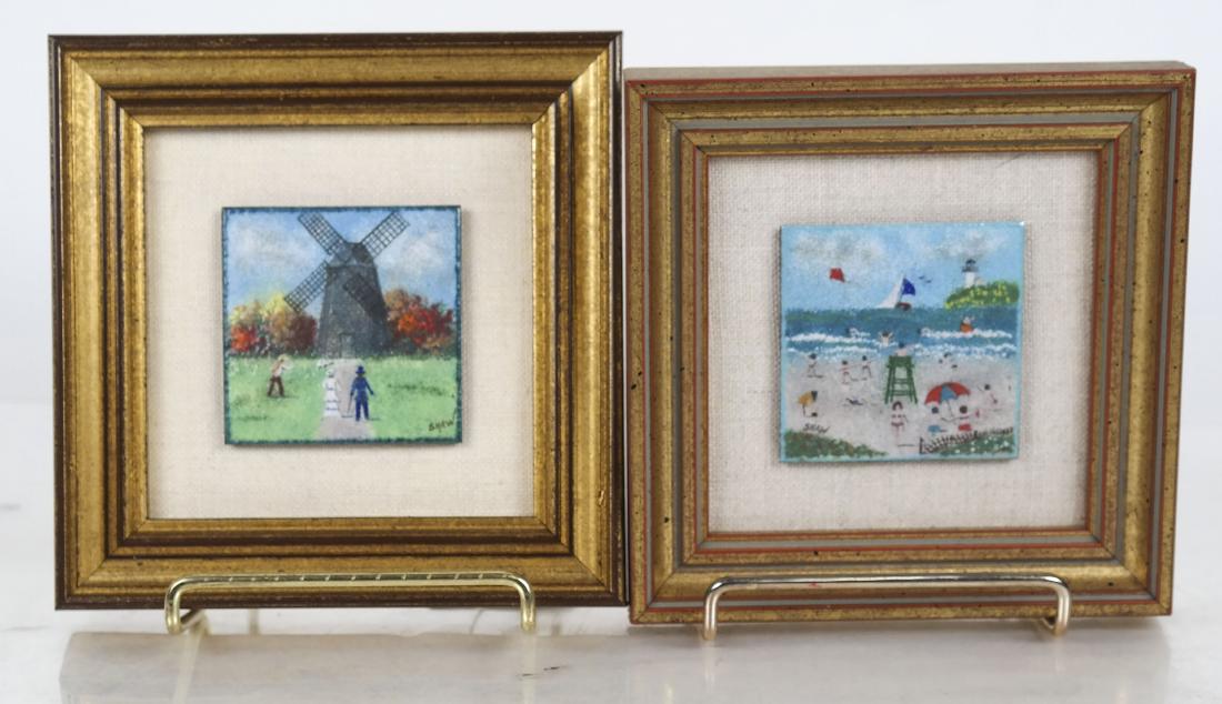 John SHAW: 2 Framed Enamel Art Tiles (1 of 8)