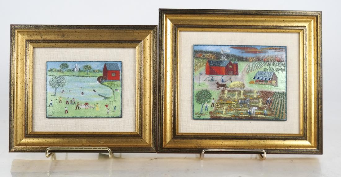 John SHAW: 2 Enamel on Copper Tiles (1 of 8)