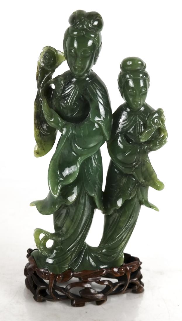 Carved Jade Figurine of Two Ladies (1 of 4)