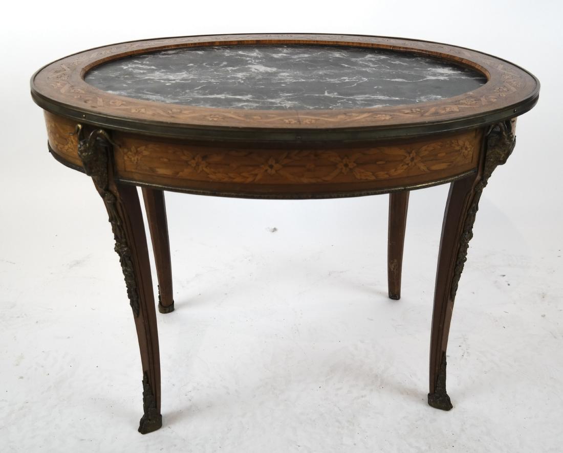Antique French Marquetry Marble Table (1 of 5)